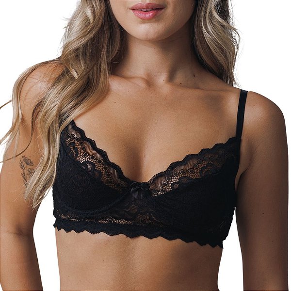 Sutiã Vivíssima Lia sem Bojo com Renda Preto