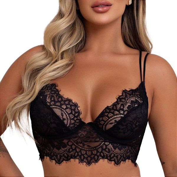 Cropped Vivíssima Talita sem Bojo com Renda Chantilly