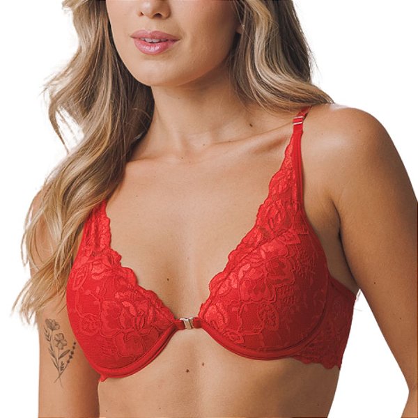 Sutiã Vivíssima Nadador com Renda e Bojo Rubi