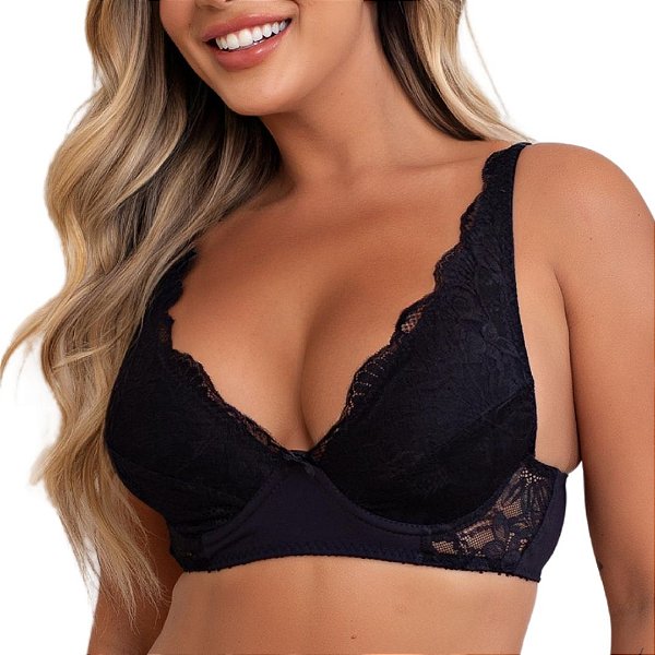 Sutiã Vivíssima Karine sem Bojo com Renda Preto