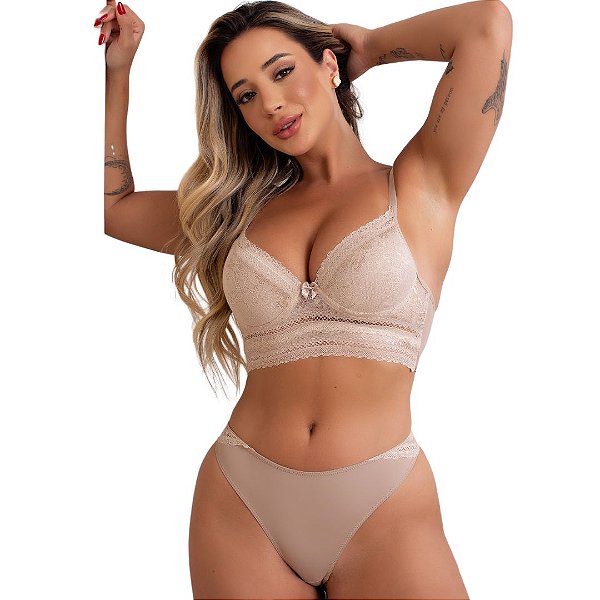 Conjunto de Lingerie Vivíssima Lina com Bojo e Renda Base