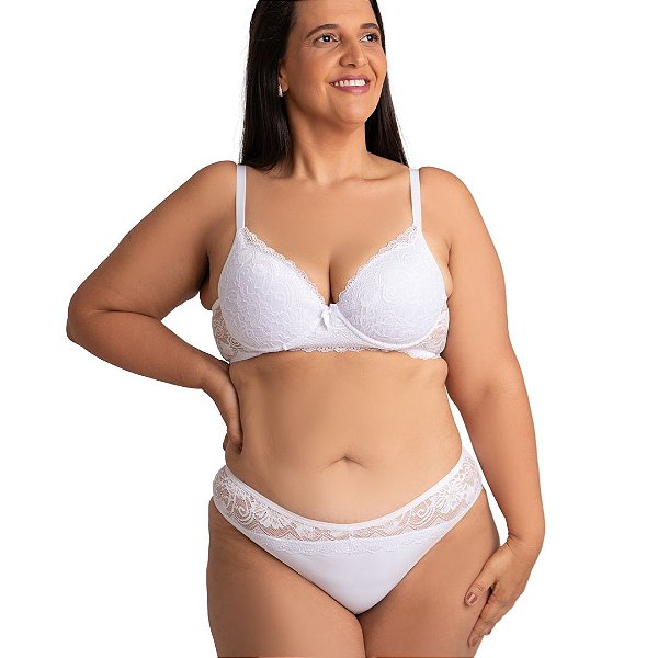 Conjunto de Lingerie Plus Size Vivíssima Carina com Bojo Branco