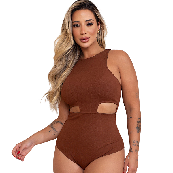 Body de Viscose Sustentável Vivíssima Bali Café