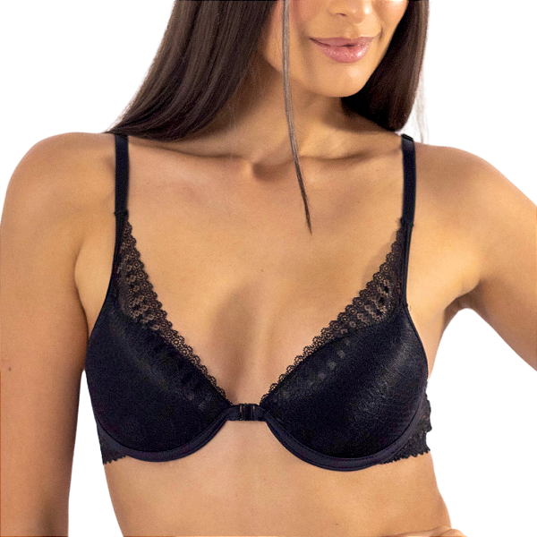 Sutiã Vivíssima Nadador com Renda e Bojo Preto