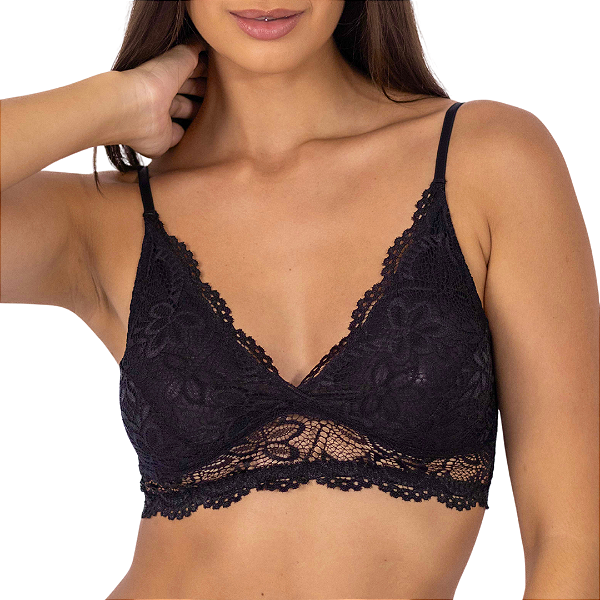 Sutiã Vivíssima Denise sem Bojo e sem Aro com Renda Preto