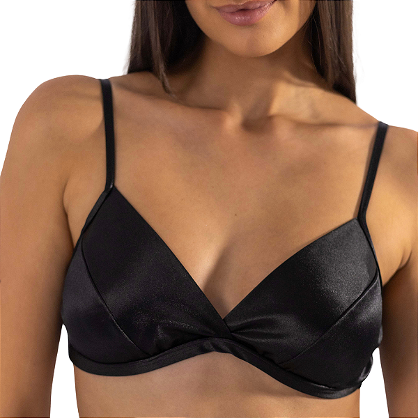 Sutiã Vivíssima Olívia de Cetim sem Bojo Preto