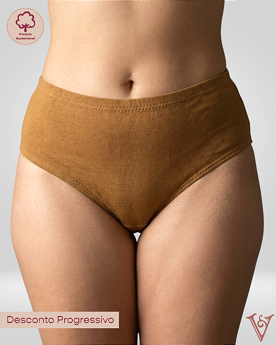 Calcinha Cintura Alta em Viscose DOCE DE LEITE