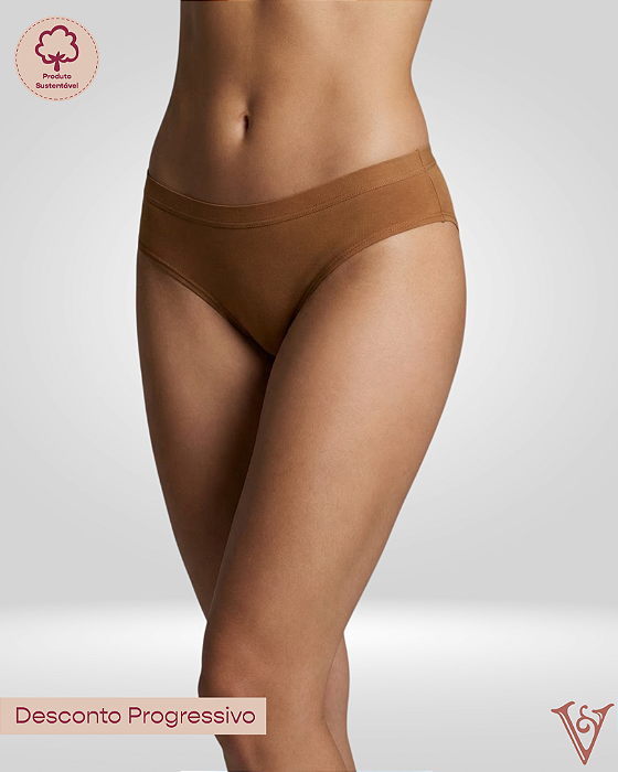 Calcinha Biquíni Laterais Largas em Viscose DOCE DE LEITE