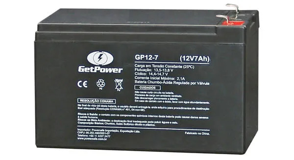 Bateria GetPower 12v 7ah Carrinho infantil, som, amplificador, luz de emergência, nobreaks