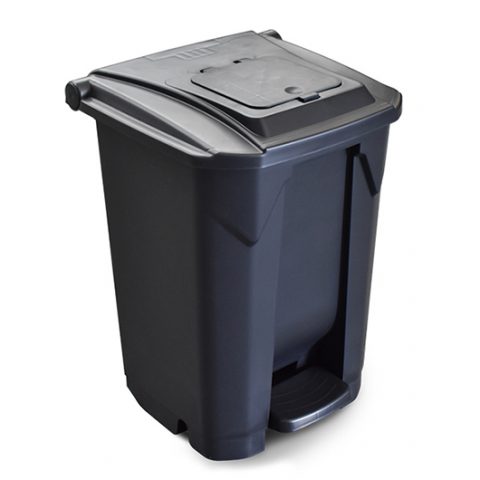 Lixeira Cesto 60 Litros Preta C/ Roda e Pedal Tampa 1 Click 25752PM Arqplast