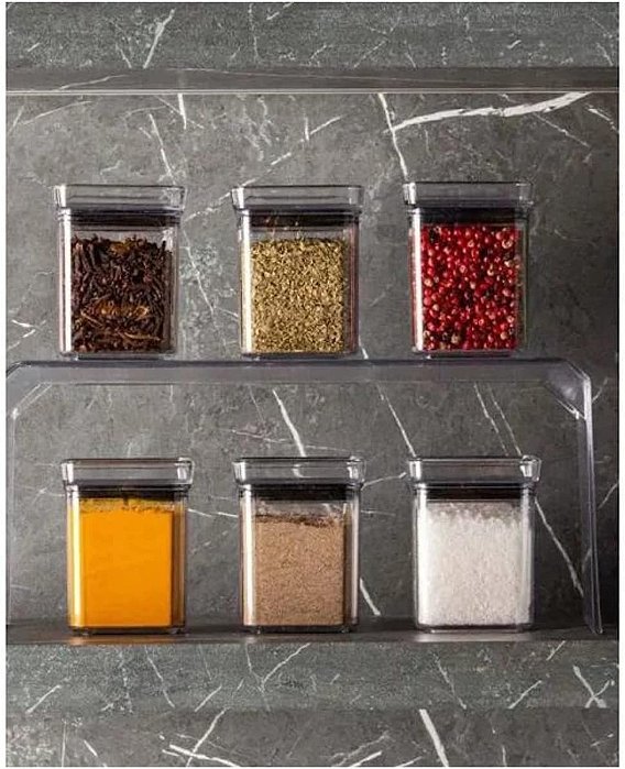 Kit 6 Mini Potes Herméticos 180ml Quadrados Acrílicos 1978 Paramount