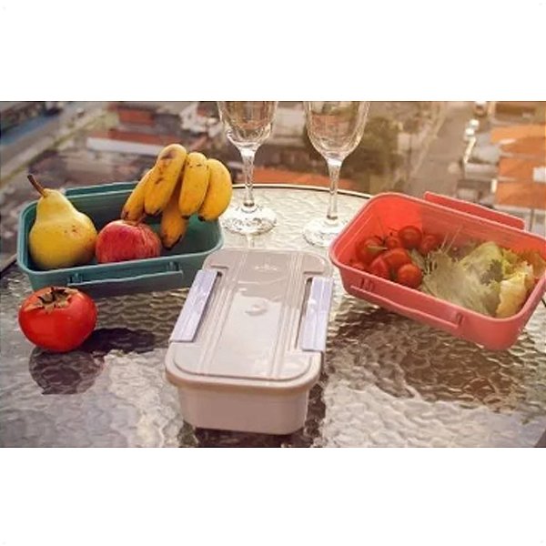 Marmita e Pote 2 em 1 Rosa Com Travas Laterais 780ML  21Cm Nitron 	311.012.515