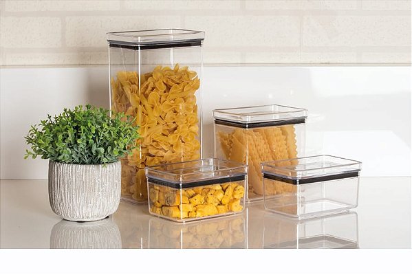 Kit 4 Potes Herméticos Retangular Lumini 580/1300/2600ML 1951  PARAMOUNT