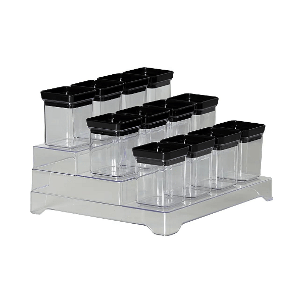 Kit 13 Porta Temperos Lumini Black Decorativo Organizador 2127 PARAMOUNT