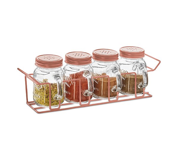 Porta Condimentos Temperos Suporte Horizontal Rose Gold PCON-027RG Western