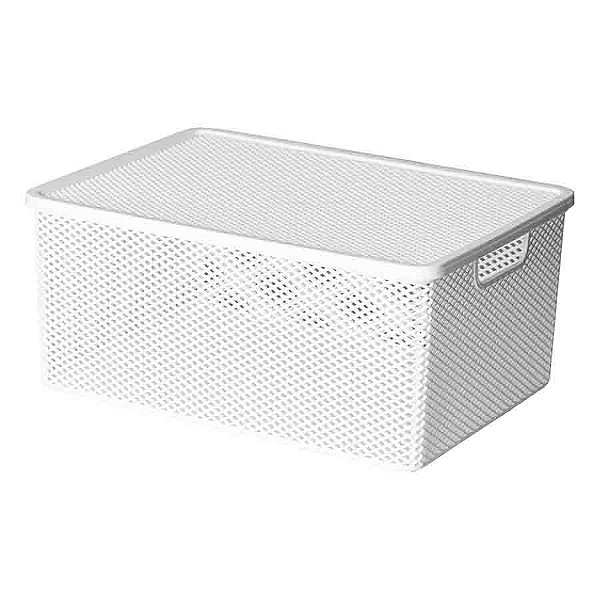 Cesto Caixa Organizadora Decorativa Tampa 37x27x16CM Branco 1990 PARAMOUNT