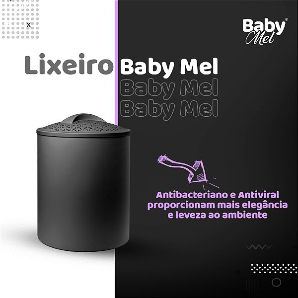 Cesto Baby Mel Para Roupas De Bebê Antiviral Preto Quarto FE COMERCIO 3459