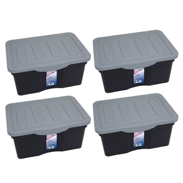 Kit 4 Caixas Organizadoras Multiuso C/ Tampa Preta  5 L  25468PM Arqplast