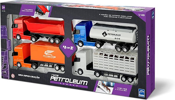 Coleção 4 Caminhões Petroleum Carreta 1/43 Series 1476  Roma