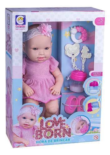 Boneca Love Born Hora de Brincar C/ Acessórios 35Cm Cotiplas 2613