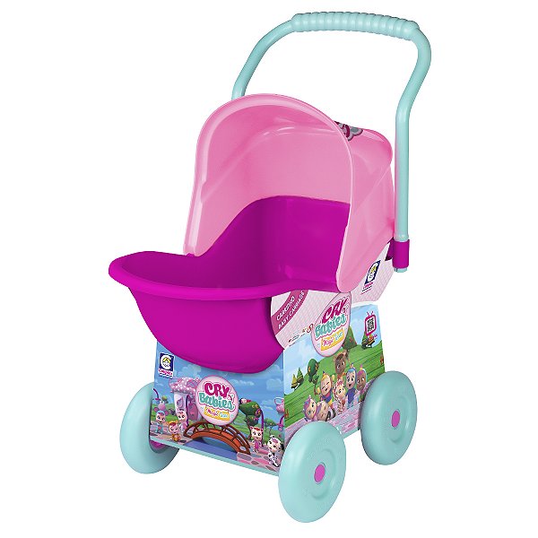 Brinquedo Carrinho de Bebe Cry Babies Rosa 64 Cm Cotiplas 2714