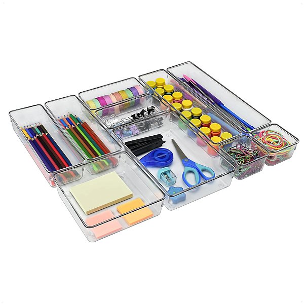 Kit 10 Potes Organizadores Multiuso Gavetas Modular Acrimet 979