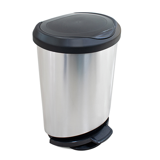 Lixeira Com Pedal e Borda 45 Litros Prata Label Arqplast 	25744PM