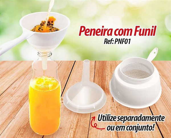 Peneira e Funil Multiuso 2 em 1 Grande Branca PNF1FB Keita