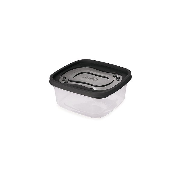 Pote de Alimentos Quadrado Com Tampa 1,1 Litro Transparente 	013865 Plasútil