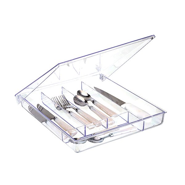 Porta Talher Organizador de Talheres Multiuso Com Tampa K27 Keita