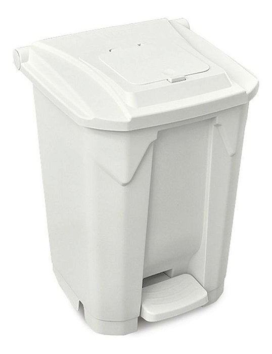 Lixeira 60 Litros Com Roda e Pedal Com Tampa Click  Branca 25754PM Arqplast