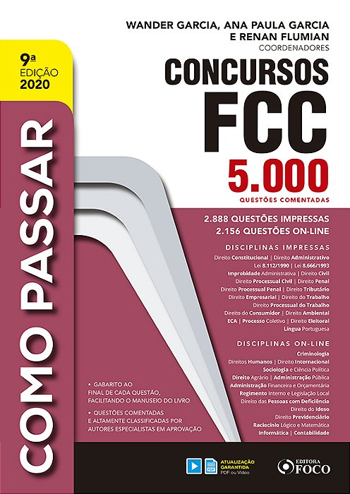 Como Passar Em Concursos Fcc - 5.000 Questões Comentadas - 9ª Ed - 2020..-