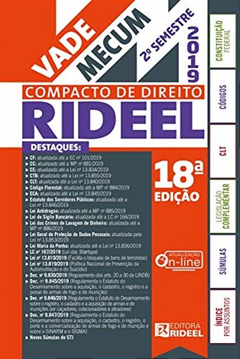 Vade Mecum Compacto De Direito – 2º Semestre 2019 - Livro Com Conteúdo Online - 18ª Edição..-