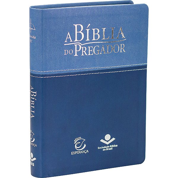A Bíblia Do Pregador - Capa Couro Sintético Azul Claro E Azul Escuro Almeida Revista E Corrigida (Arc) Com Letras Vermelhas