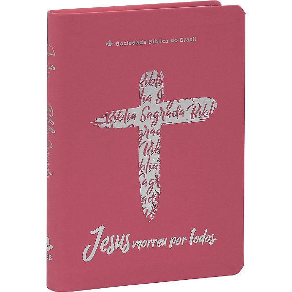 Bíblia Linha Ouro - Jesus, Letra Grande, Capa Pink, Índice Impresso, Beira Pintada Almeida Revista E Corrigida (Arc)