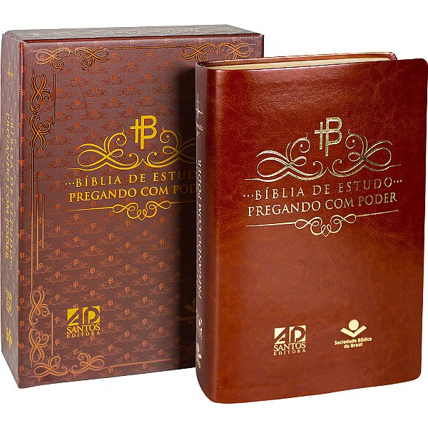 Bíblia De Estudo Pregando Com Poder - Capa Marrom Nobre Almeida Revista E Corrigida (Arc)