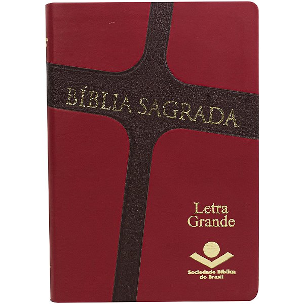 Bíblia Sagrada Letra Grande - Capa Couro Sintético Vermelha E Marrom Escuro Nova Almeida Atualizada (Naa)