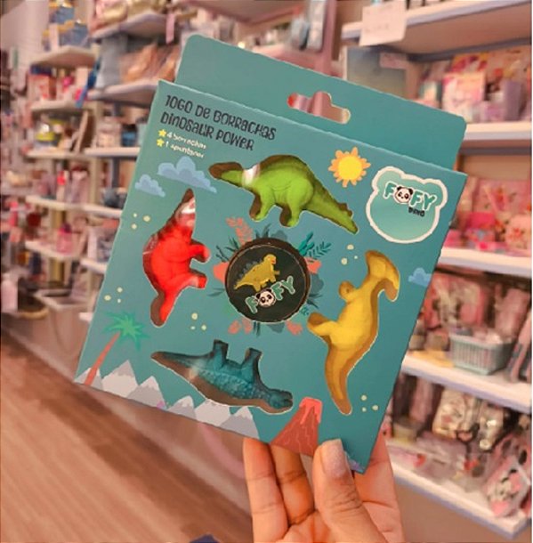 Jogo De Borrachas Apontador Dinosaur Power Ff4504 - Fofy