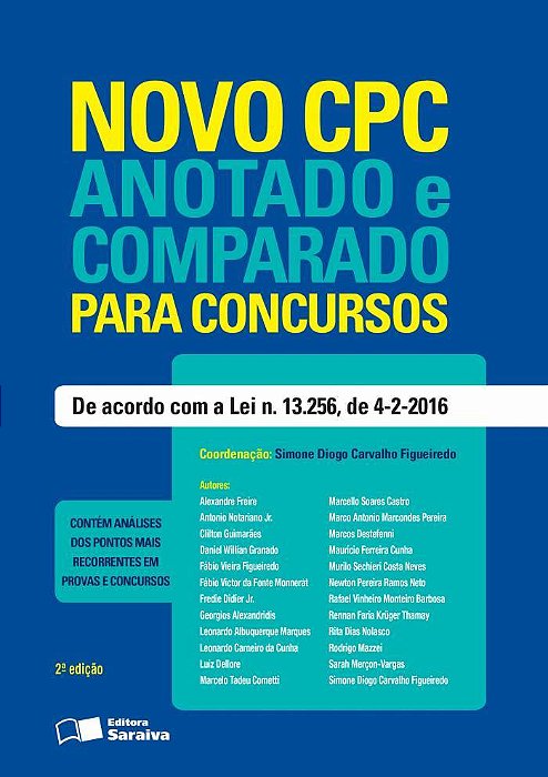 Novo Cpc Anotado E Comparado Para Concursos - 2ª Edição De 2016
