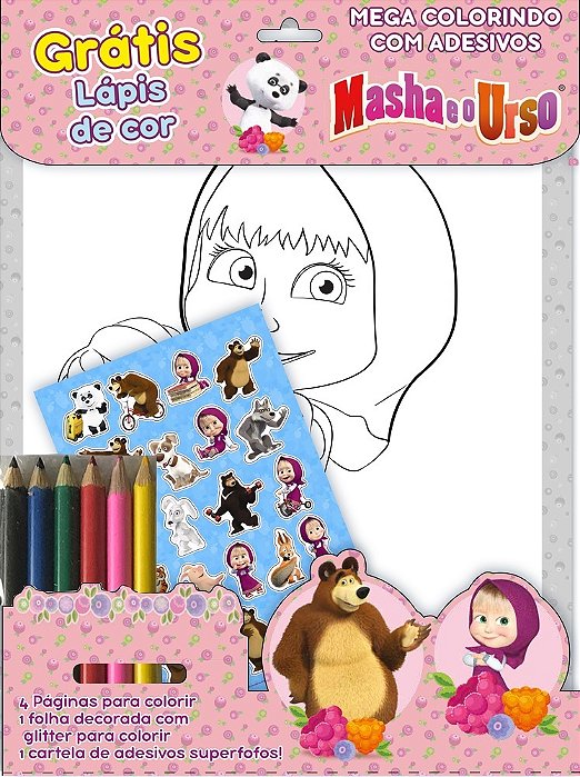 Masha E O Urso - Mega Colorindo Com Adesivos