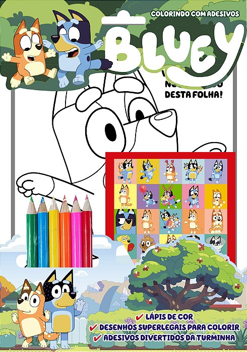 Bluey Colorindo Com Adesivos