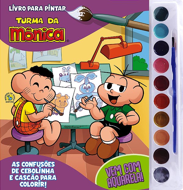 Turma Da Mônica Livro Para Pintar Com Aquarela Cebolinha E Cascão