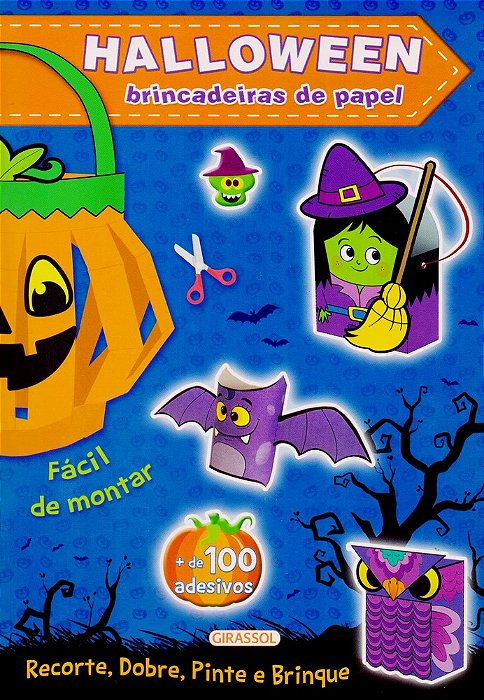 Halloween Azul - Brincadeiras Em Papel - Livro Com Adesivos