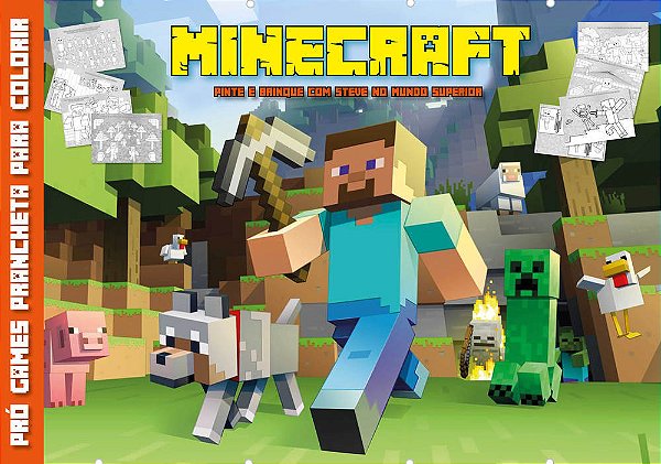 Minecraft - Prancheta Para Colorir Pinte E Brinque Com Steve No Mundo Superior