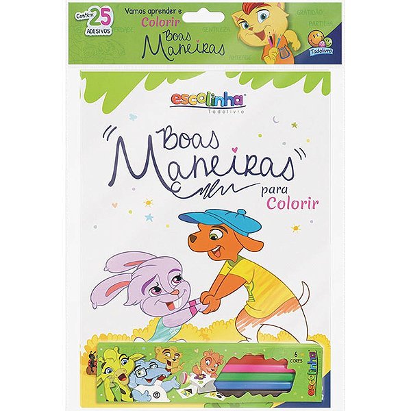 Boas Maneiras Para Colorir - Kit Livro + Lápis De Cor (Escolinha Todolivro)