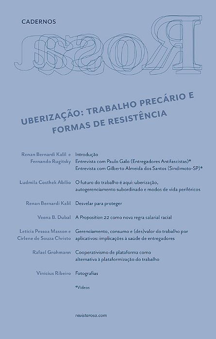 Cadernos Rosa — Uberização: Trabalho Precário E Formas De Resistência