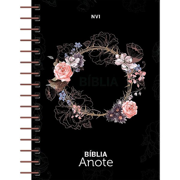 Bíblia Anote - Flores Preta Bíblia Com Espaço De Anotação