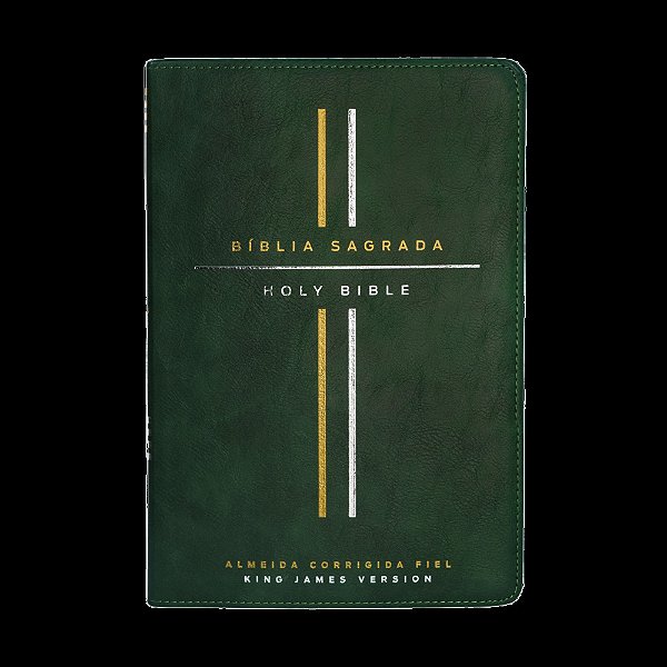Bíblia Bilíngue, Português/Inglês, Acf/Kjv, Couro Soft, Verde, Leitura Perfeita..-