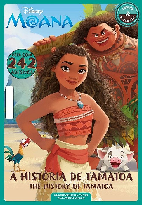 Disney Megahistórias Para Colorir Com Adesivos Bilíngue - Moana