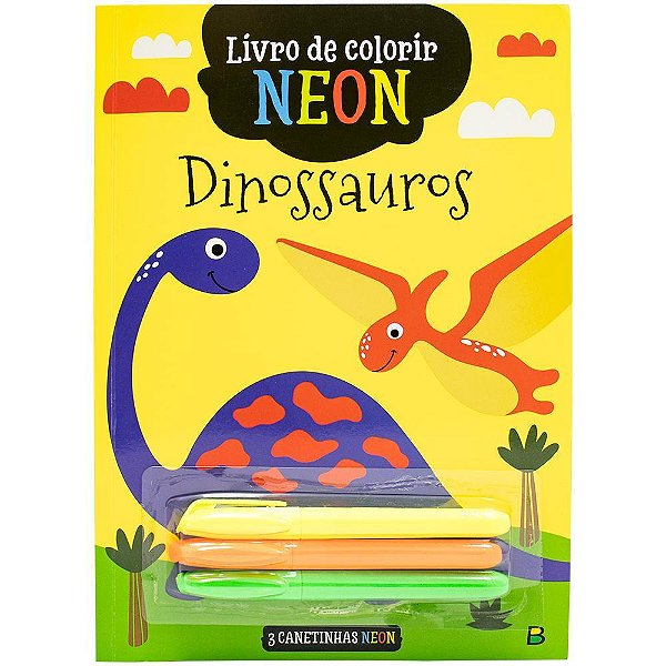 Livro De Colorir Neon: Dinossauro